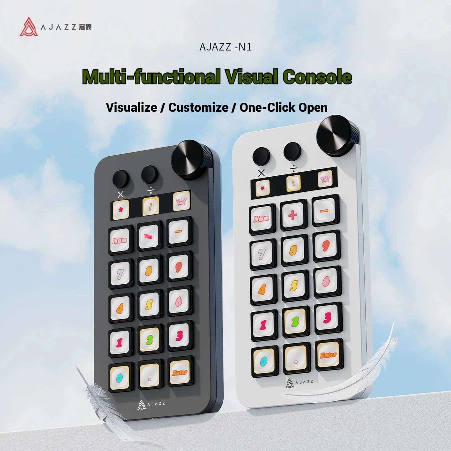 AJAZZ N1 Digital Keypad Laptop Desktop ABS Desktop Assistant Panel Console Programming Wired OBS Custom MAC/WIN