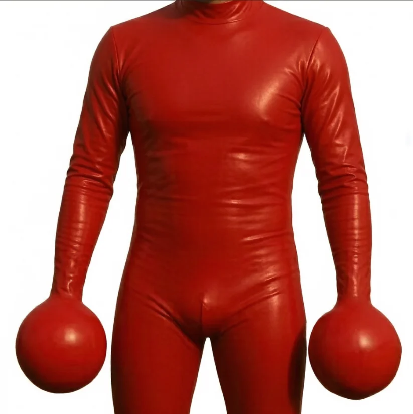 Men 100%Latex Catsuit Rubber Fetish Bodysuit with behind Zip Jumpsuit Plus Size Custom Made Handmade
