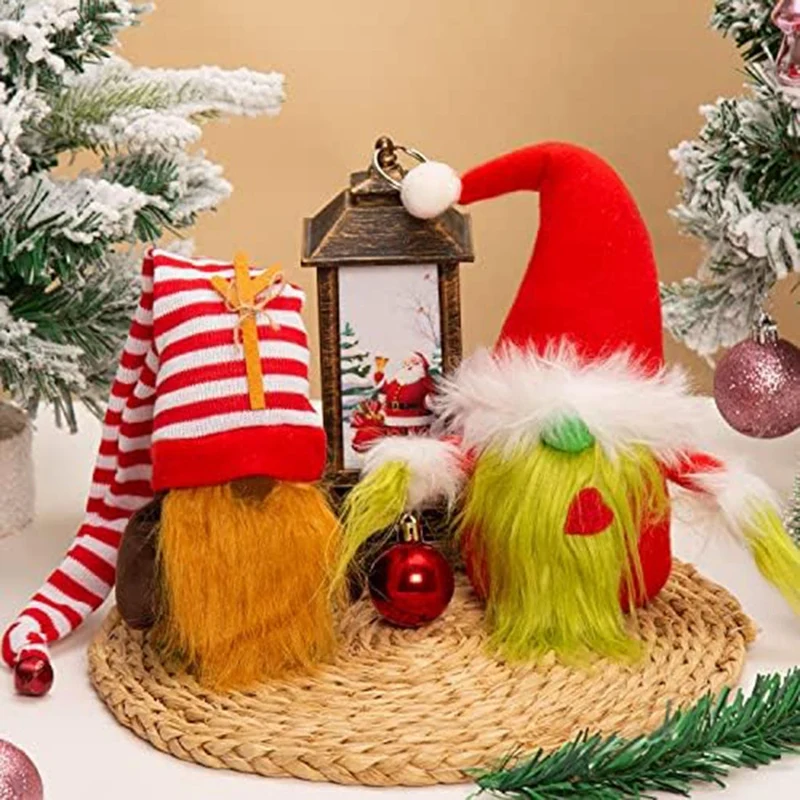 2-Pack Santa Elf Christmas Table Ornament Scandinavian Santa Elf Christmas Table Tiered Tray Ornament