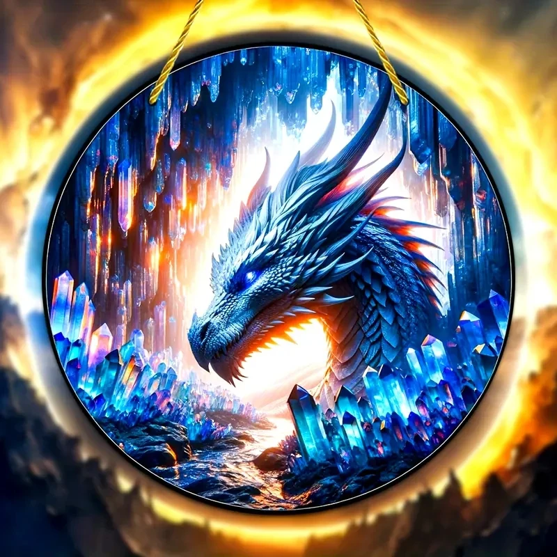 Magic Dragon Suncatcher,Translucent Window Hanging,round Acrylic Sign,Gift for Family&friends.Window,Porch,Wall,Room,Home Decor