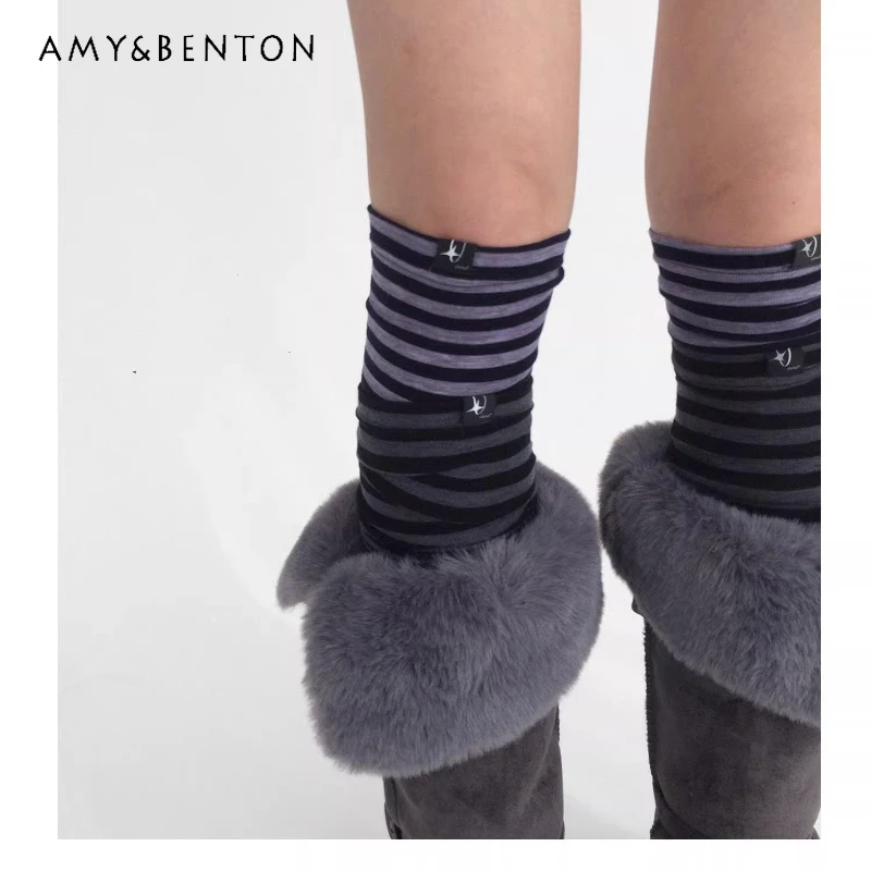 

Винтажный дизайн, полосатые эластичные женские носки выше колена, осенне-зимние теплые милые крутые универсальные гетры для девочек, женские гетры