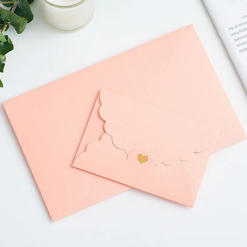 10pcs/lot Mini Envelopes Gold Stamp Heart Envelopes Vintage Iridescent Paper Envelope for Wedding Invitations Stationary