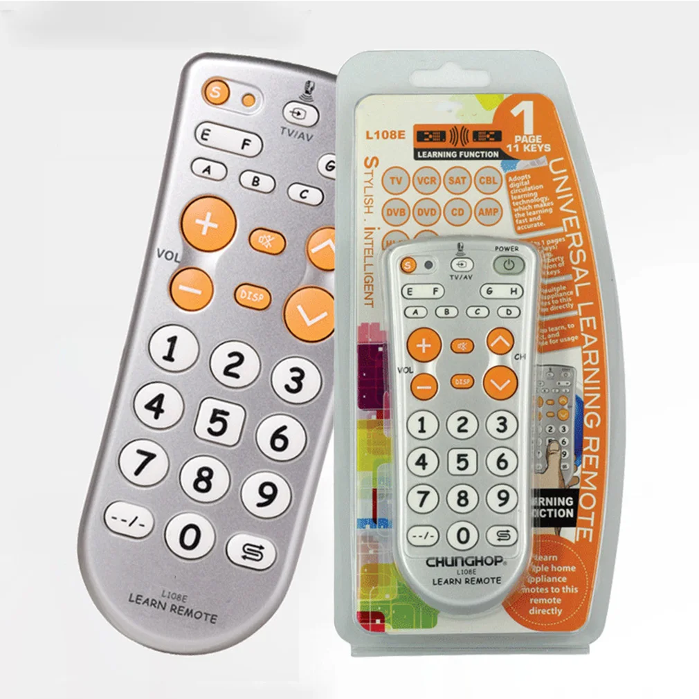 Learning Controller Replacement For Chunghop L108E TV/SAT/DVD/CBL/DVB-T/AUX Button Copy Universal Remote Control Dropshipping
