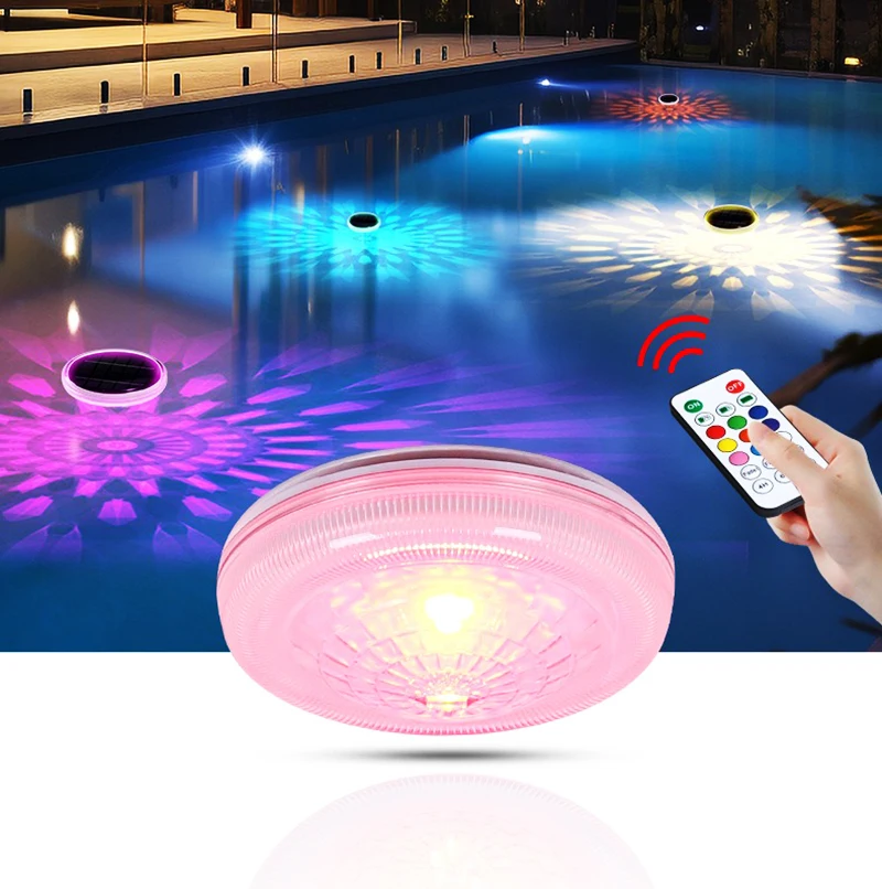 Luces de piscina Luces solares de piscina con control remoto Luces de bañera de hidromasaje Pc para piscina de bañera de hidromasaje de ambiente