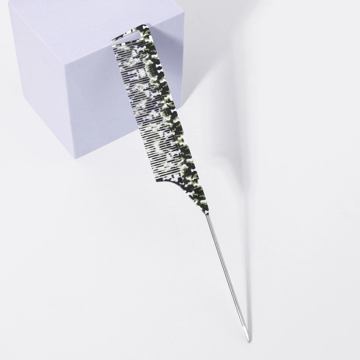 1pc steel needle pointed tail comb,camouflage graffiti design pattern,hair salon barber styling comb,Special for real hair wigs