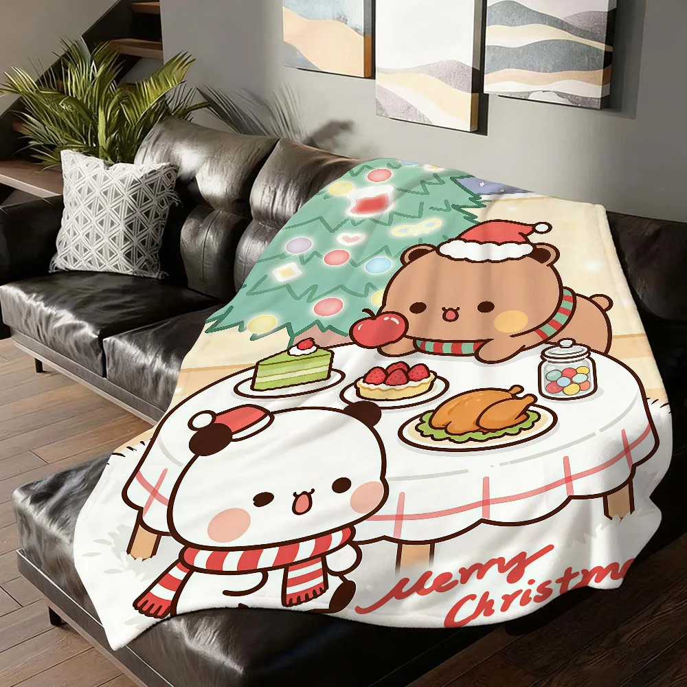 Cartoon B-Bubu D-Dudu Merry Christmas Blanket Soft Warm And Thick Perfect For Bedroom Living Room Bed Sofa Camping Picnic Office