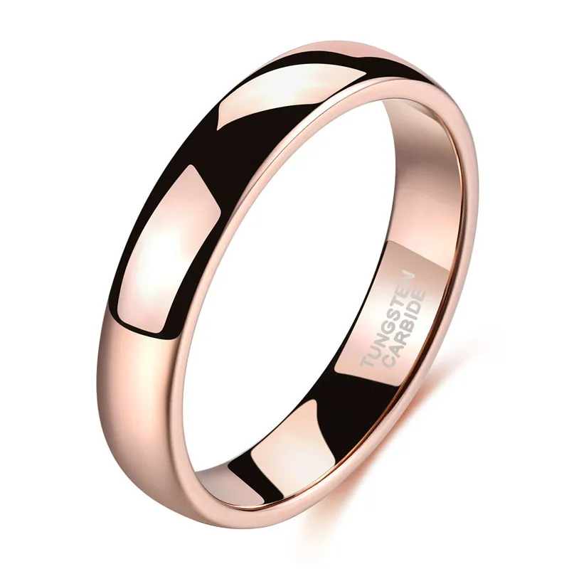 4mm&6mm Tungsten Carbide Ring Classic Rose Gold Color Polished Ring Men's and Women's Jewelry