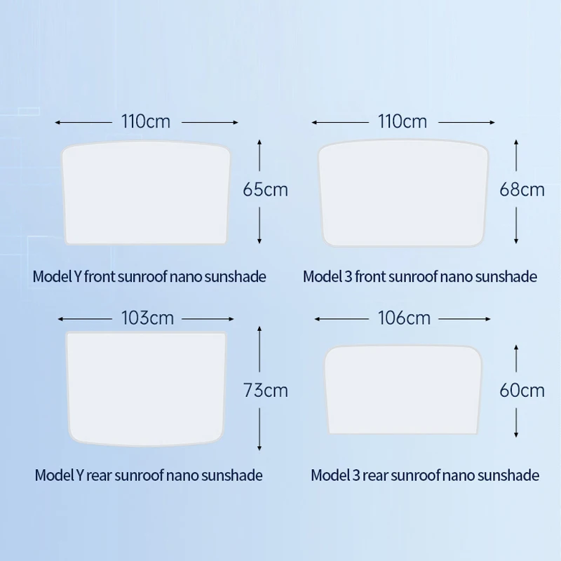Sunroof Sunshades Ice Cloth Buckle Sun Pare Glass Front Rear Skylight Accessory For Tesla Model 3 Highland Model Y 2021-2024