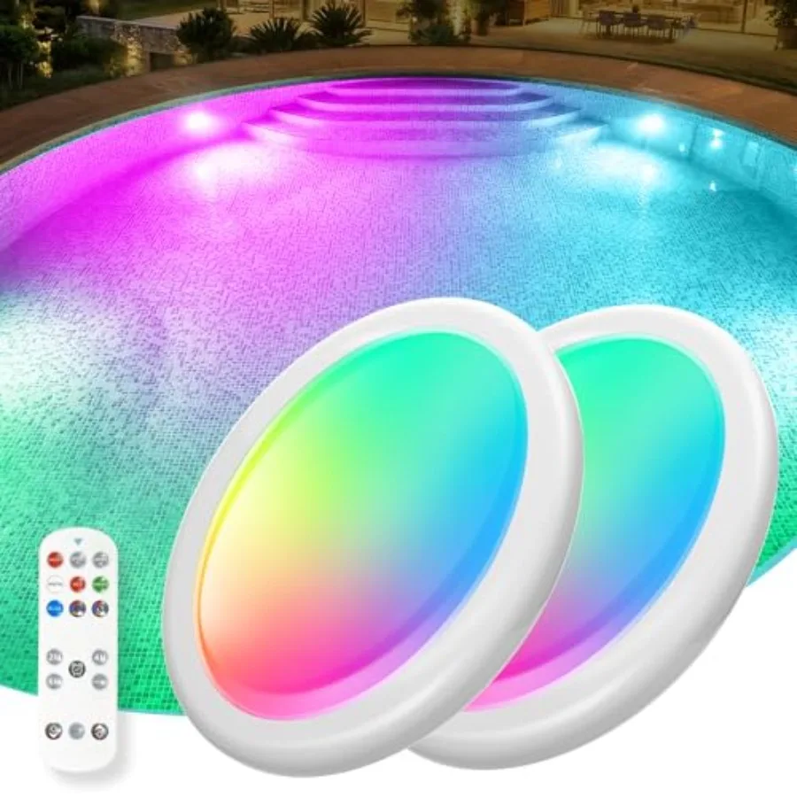 

Pool Lights for Above Ground Pools, Upgraded Rechargeable Dynamic Lighting Inground Pool Lights that Float w/Remote, 16H Runtim