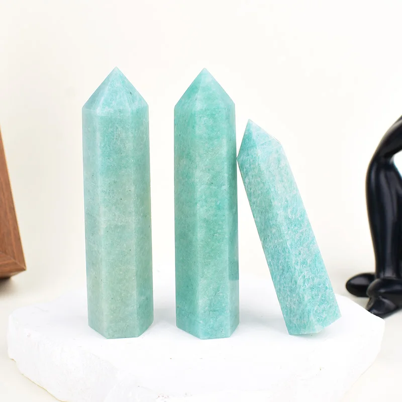 1 قطعة الكريستال الطبيعي حجر الأمازون مسلة نقطة أحجار استشفاء سداسية المعدنية عينة الحرف ديكور المنزل لتقوم بها بنفسك هدية تذكارية #4