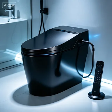 Extended Black High-Quality Intelligent Bidet Modern Integrated Floor-to-Ceiling S-Type Deodorant Device with Remote Control
