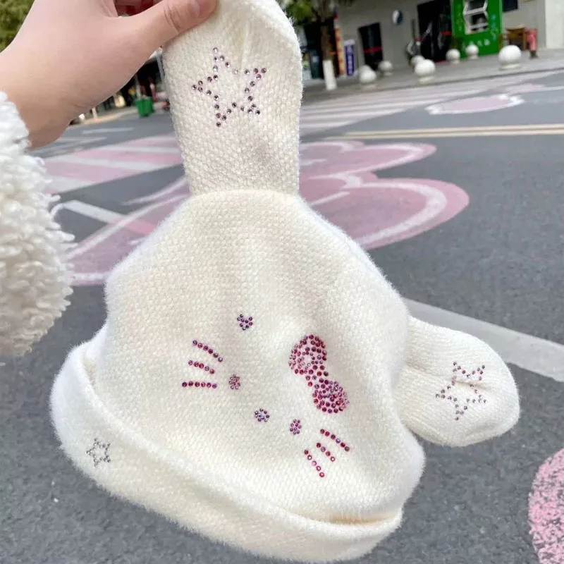 Sanrio Hello Kitty Knitted Hats Y2K Winter Hats Women Solid Cute Hat Autumn Female Beanie Caps Warmer Bonnet Ladies Casual Cap