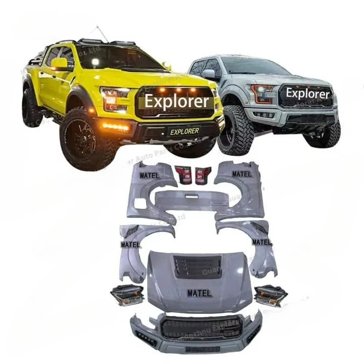 المعدل لـ Ranger T6 T7 T8 2012-2020 إلى F150 Raptor Facelift Kit المصد الأمامي الفولاذي لسيارة Ford Ranger T6 Raptor Body Kitcustom