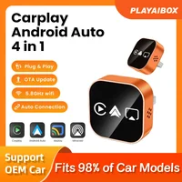 Adaptador Bluetooth estable 4 en 1 con cable a inalámbrico CarPlay, Android Auto, AirPlay y Mirror Link para Audi, Benz, Toyota, VW, Nissan, Volvo