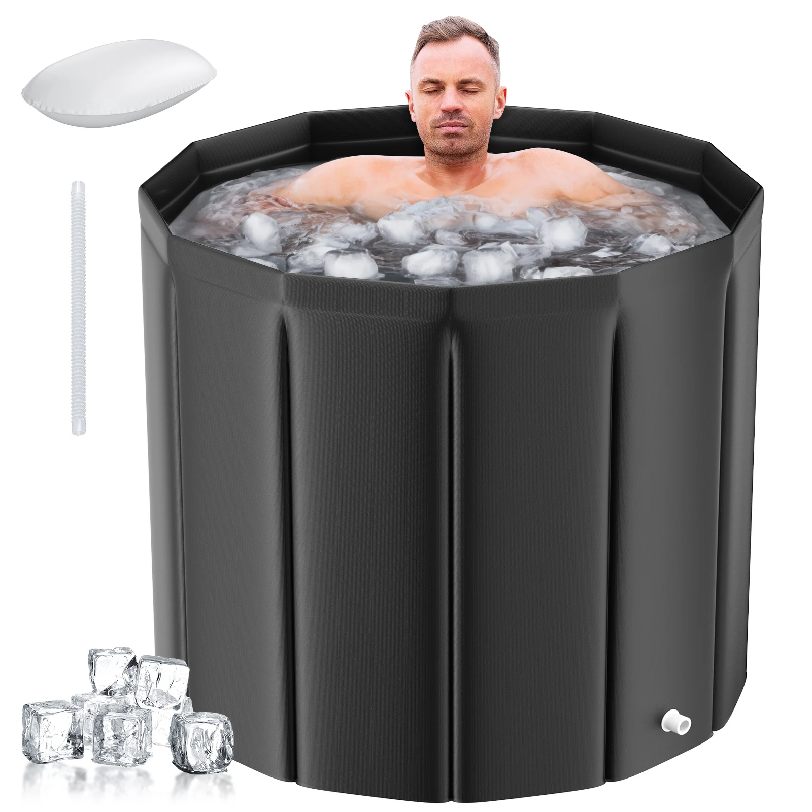 Baignoire à glace portable d'extérieur pour athlètes et passionnés de fitness, capacité maximale 319L, résistante, pliable, pour thérapie par le froid