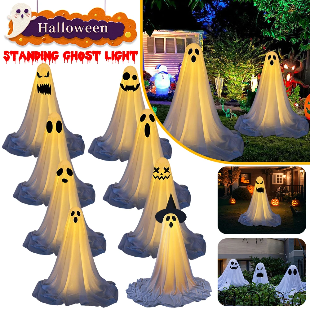 

Halloween Spooky Ghost Light Up Standing Ghost Haunted House Horror Props Yard Lawn Party Decor Happy Halloween Decoration 2024