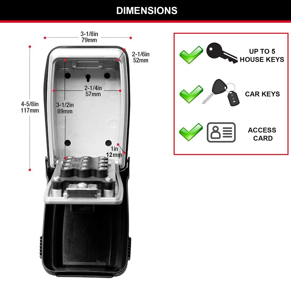 Imagem -05 - Master Lock Key Lock Box Push-button Cofre Montado na Parede Intempéries ao ar Livre Código Resettable Casa 5423d