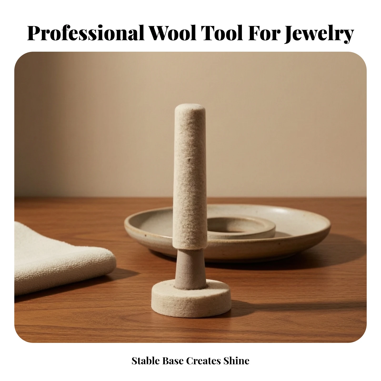 Wool Polishing Bit Cylindrical Felt Polishing Head with Wooden Shaft Wool Felt Abrasive Sleeve Rotary for Jewelers