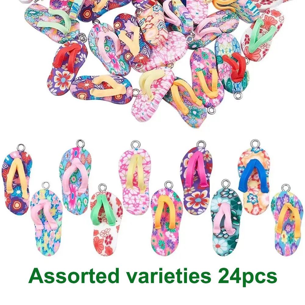 5/12/24 stuks meerkleurige strand schoenvormige hanger, voor doe-het-zelf sieraden maken, voor Valentijnsdag, zomervakantie accessoire decoratie
