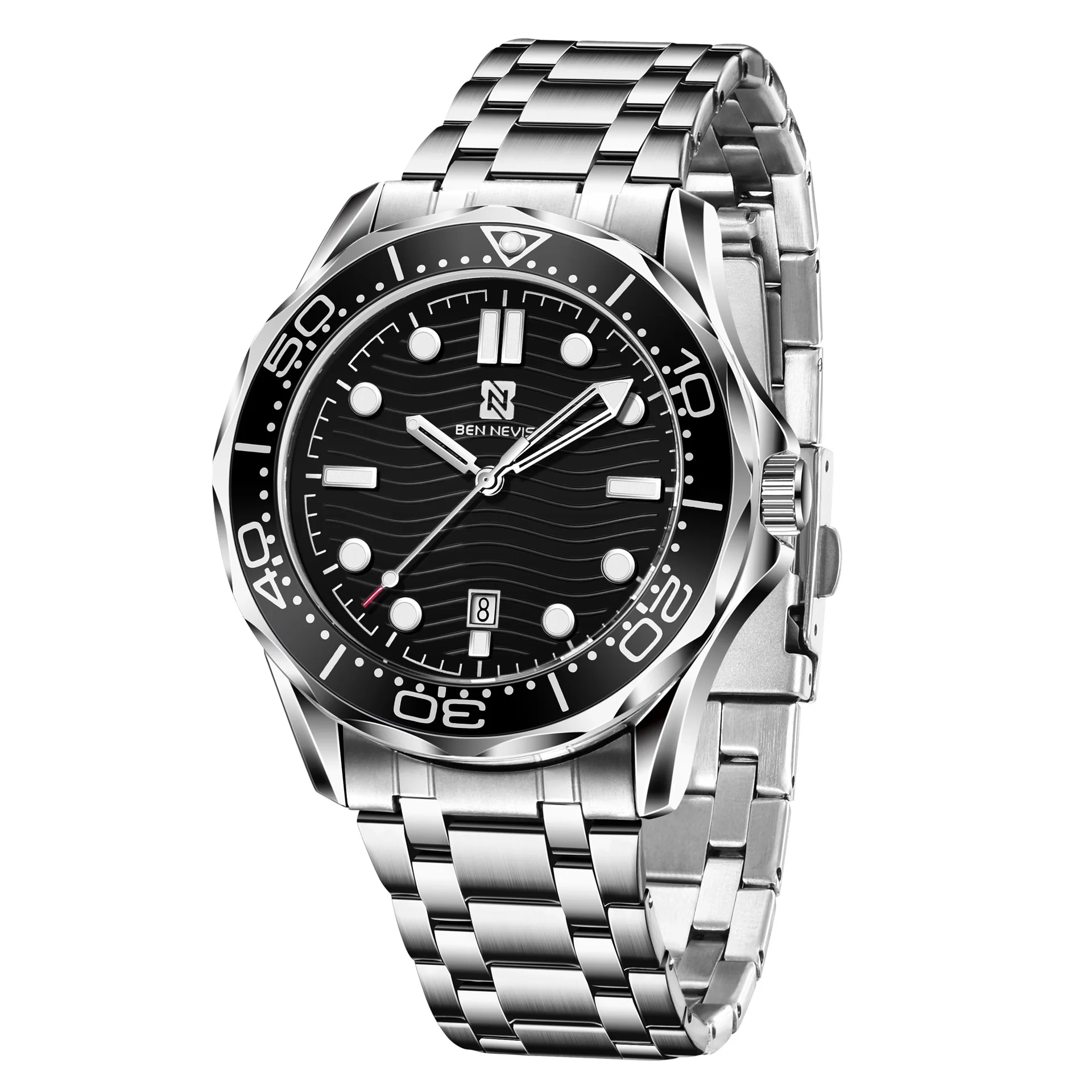 

Men Sport Watch Luxury Watch Men Wristwatch Install Quartz Movement Stainless Steel Strap Diving Men Wristwatch