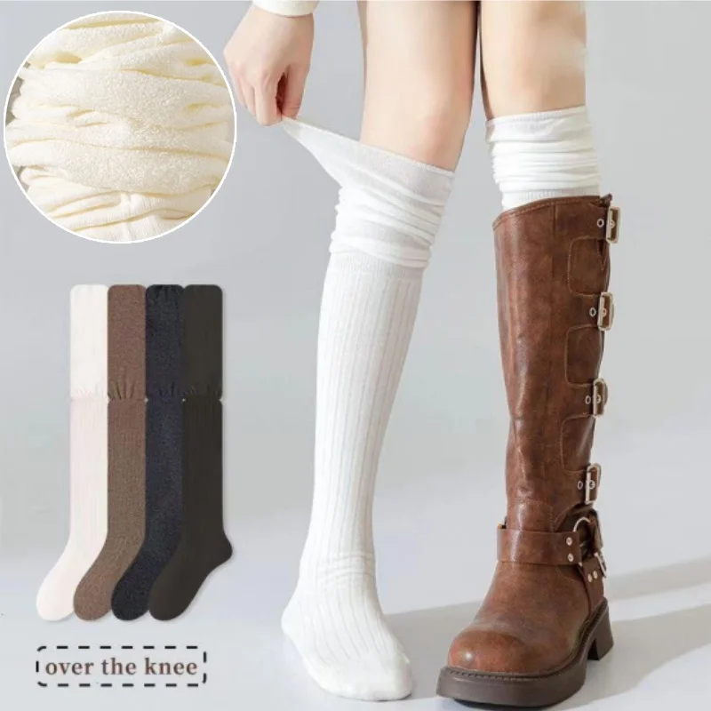 Damen-Kniestrümpfe für Frühling und Herbst, JK, weiße, oberschenkelhohe Strümpfe, langer Stiefel, gespleißt über knielange Röhrensocken