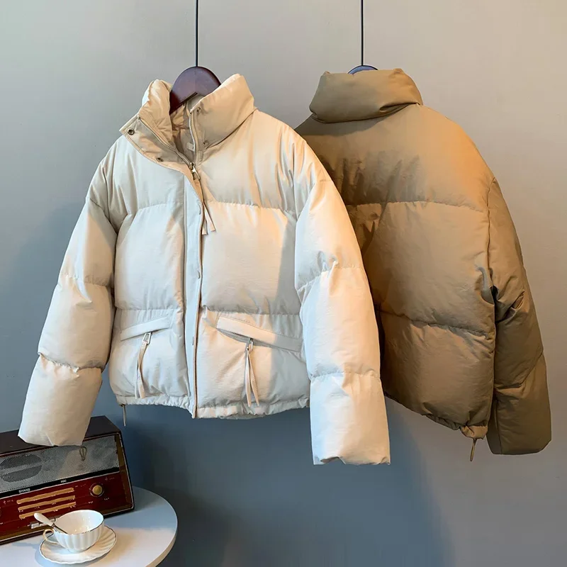 Casual Women Loose Thicken Jacket Button Up Solid Warm Bread Clothing For Women Puffer Cardigan Coat