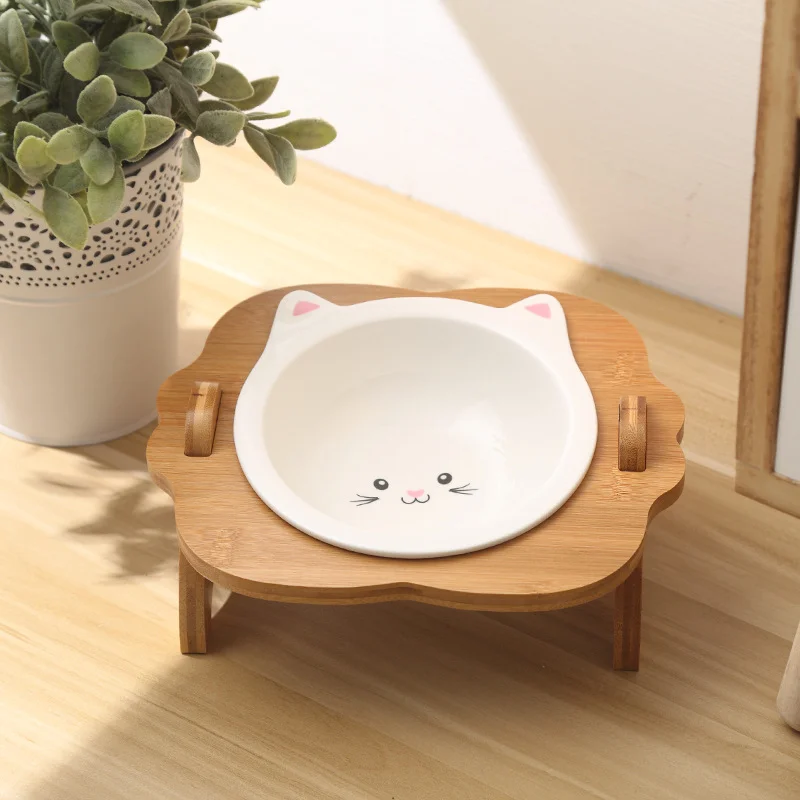 Cat Bowl Ceramic Slanted Mouth Protection For Cervical Vertebrae Pet Feeding Bowl Pet Products With Raised Feet To Prevent