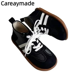 Careaymade-Women's Boots Soft Sole Soft Face German training shoes women Casual Small White Board Shoes Lace Up Single Shoes
