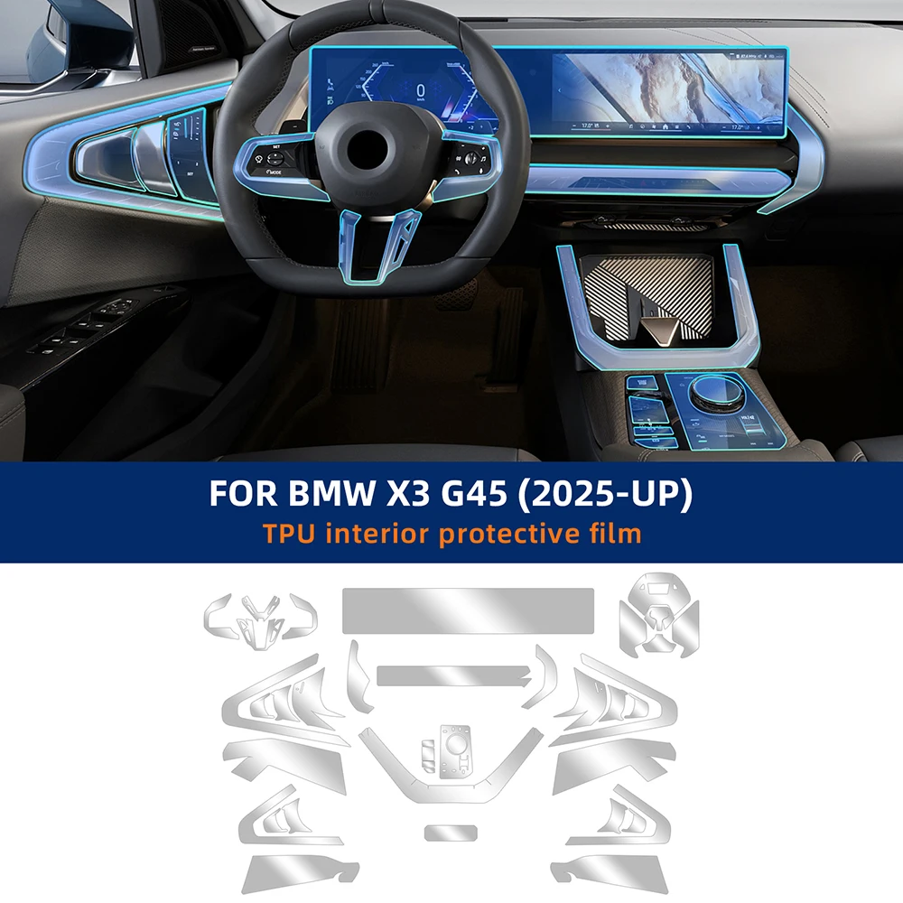 TPU Transparent protective film for BMW X3 G45 2025-UP GPS Navigation Speedometer Interior Screen Gear Anti-scratch