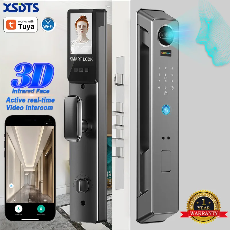 Suitable for K42 Tuya WiFi smart door lock, facial fingerprint password card key app to unlock active intercom function, suitabl