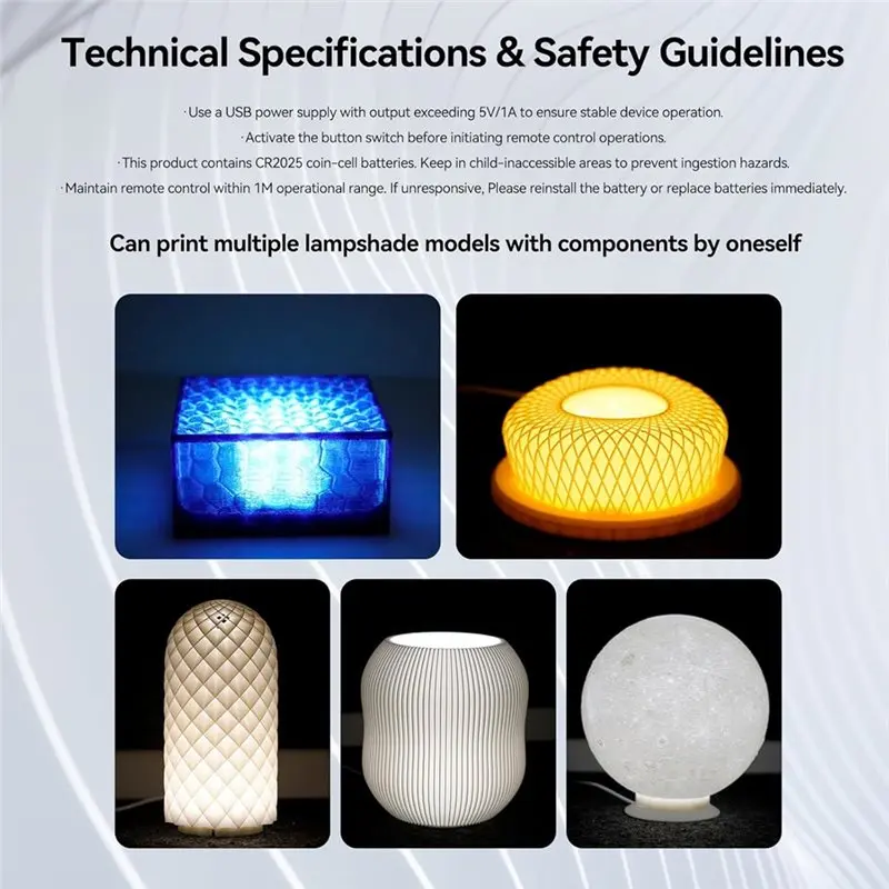 ABGR-5Sets DIY Hardware Models Parts For Led Lamp Kit, RGB 16 Colors 3D Printer Light Multicolor For Led Light Components