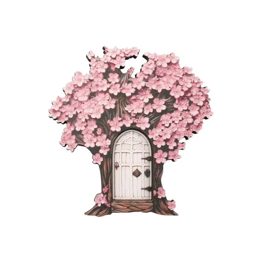 Art Wooden Fairy Door Hand Painted Mini Size Courtyard Elf Door Rustic Finish Miniature Fairy Garden Door Garden Decor