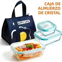 Lonchera de Vidrio Libre de BPA, Recipientes Rectangulares para Almacenamiento de Alimentos, Accesorios de Cocina, Recipiente Hermético para Preparación de Comidas, Bento Box
