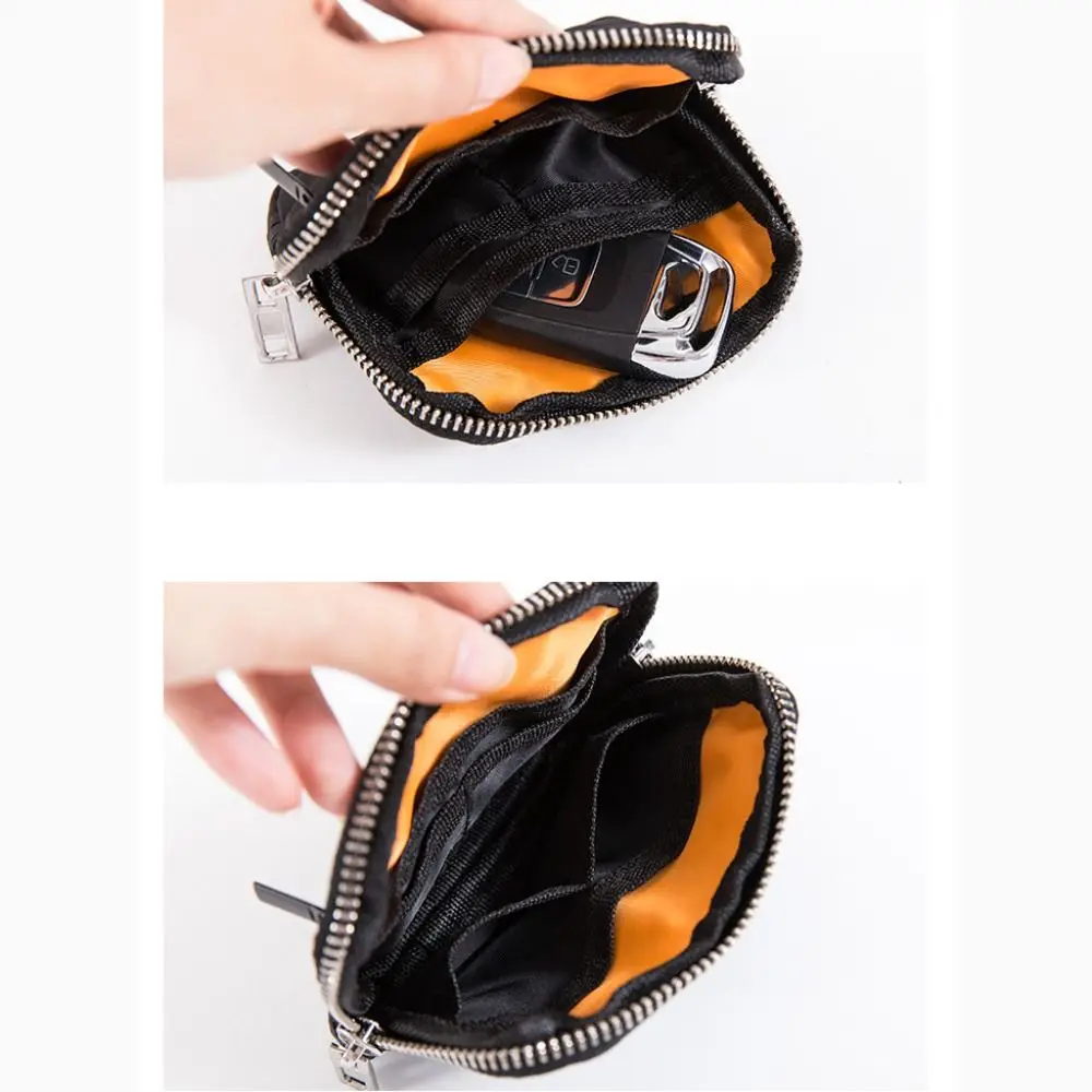 Portable Nylon Coin Purse RFID Anti-theft Card Holder Men Wallet Zipper Pouch Lightweight Mini Earbuds Storage Bag Student