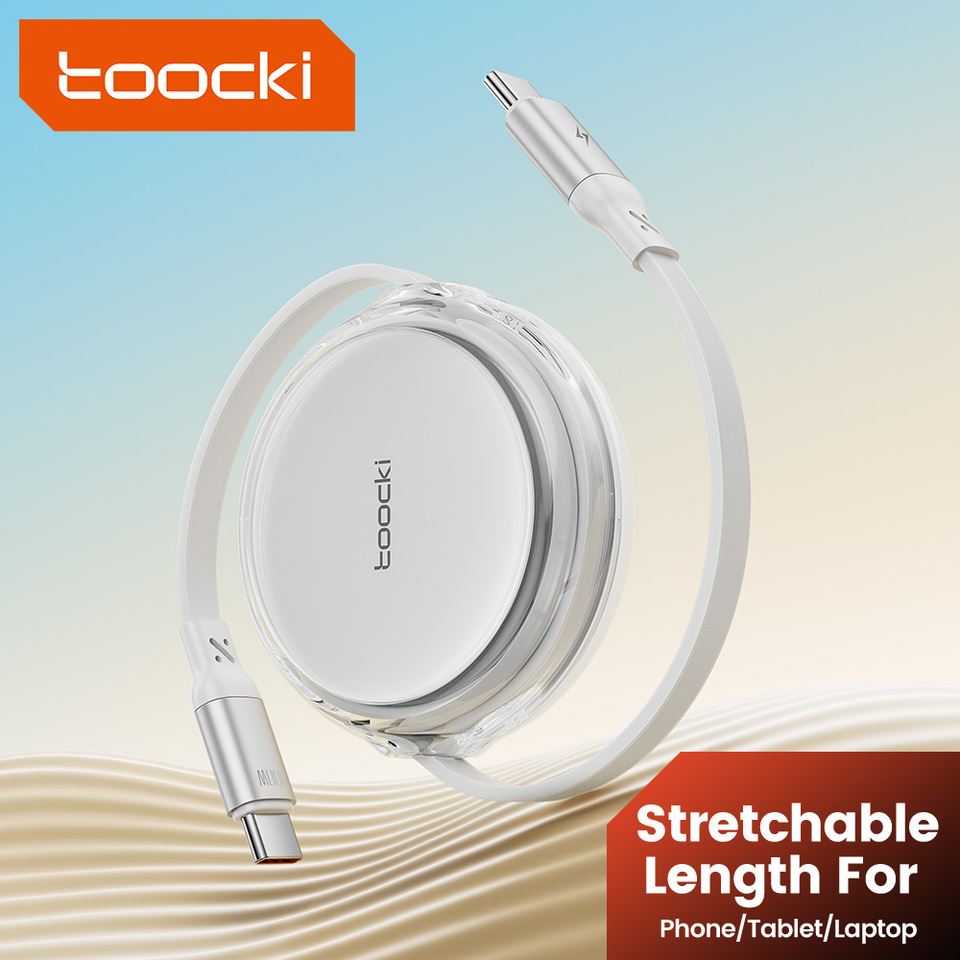  Toocki Retractable 100W USB C to USB C Cable Fast Charging for iPhone 16 15 Pro Max Samsung S24 S23 Xiaomi Macbook Type C Cable 