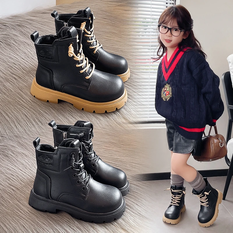 

Kids Riding Boots for Girls 2025 New Winter Toddler Girls Fleece Leather Boots Non-slip Versatile K-pop Style School Party Boots
