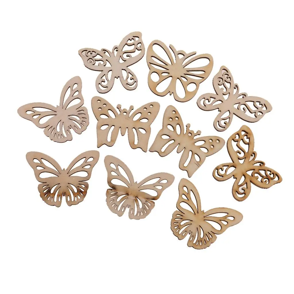 10PCS Wood Butterfly Chic Wooden Embellishments DIY Wind Chimes