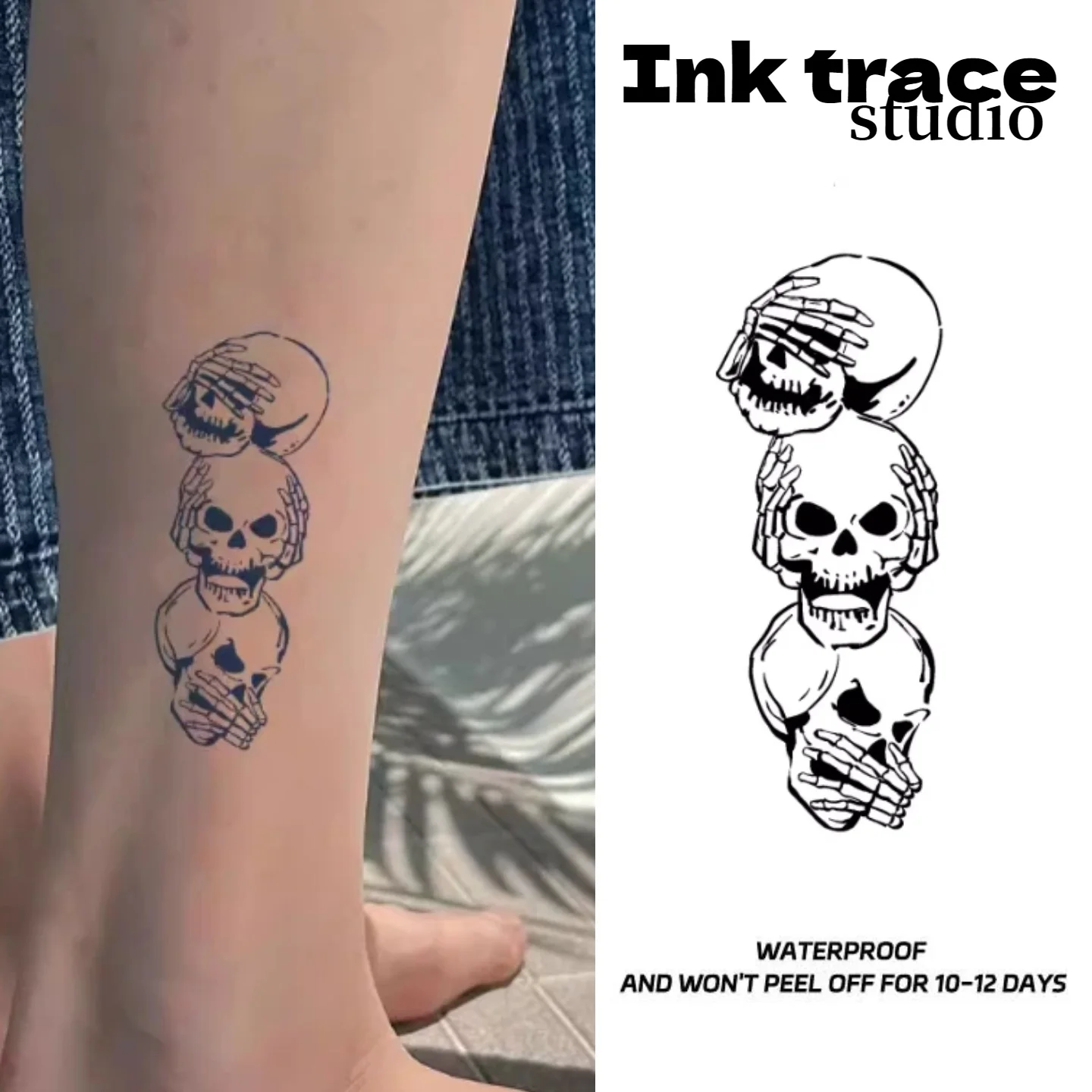 

Waterproof Herbal Tattoo Sticker 'Don't Look Don't Listen Don't Talk' Lasts up to 10-12 Days Durable Skin Art Decal