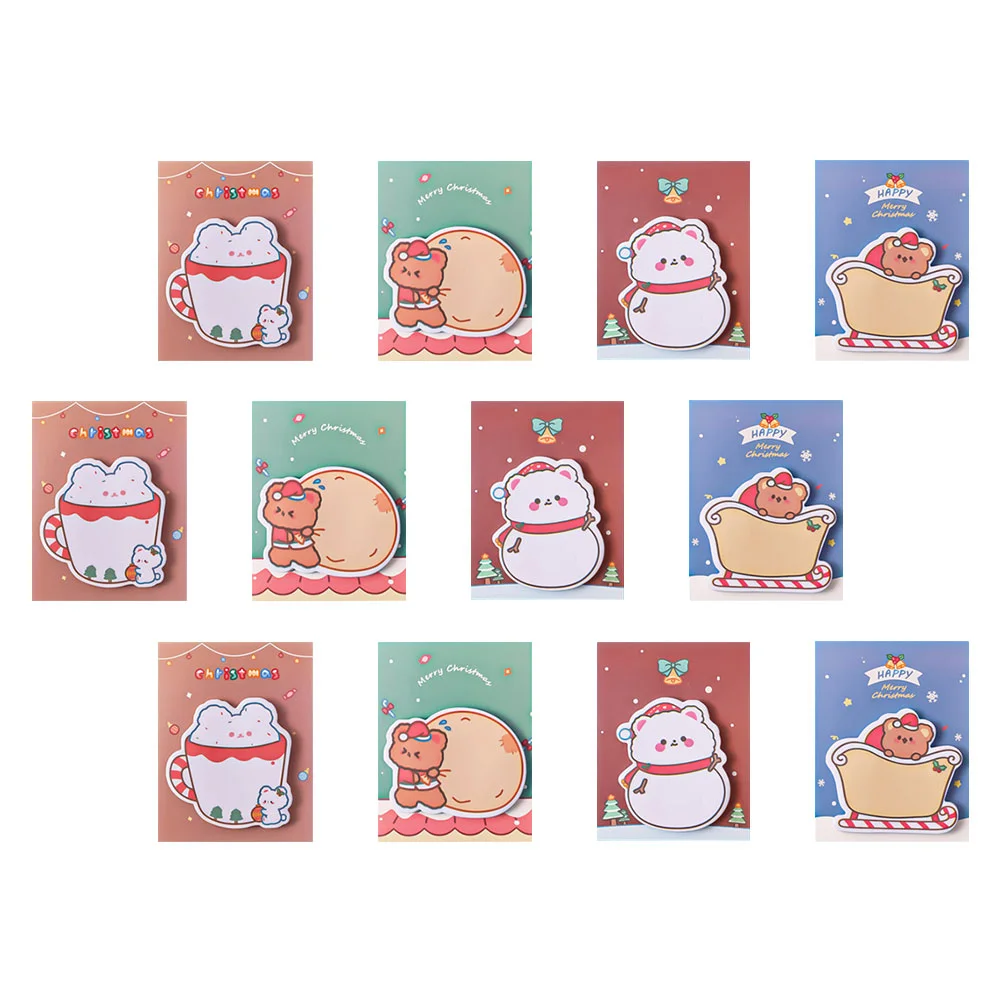 12 Pcs Note Paper Message Christmas Sticky Notes Student Classified Memo Stickers Decors