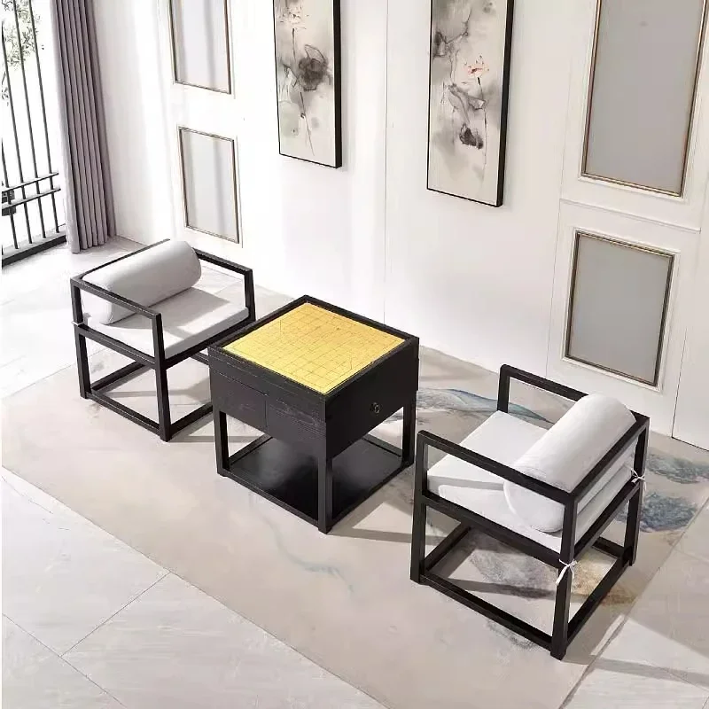 New Chinese style chess table chess chair solid wood combination modern simple storage table go chess double-sided