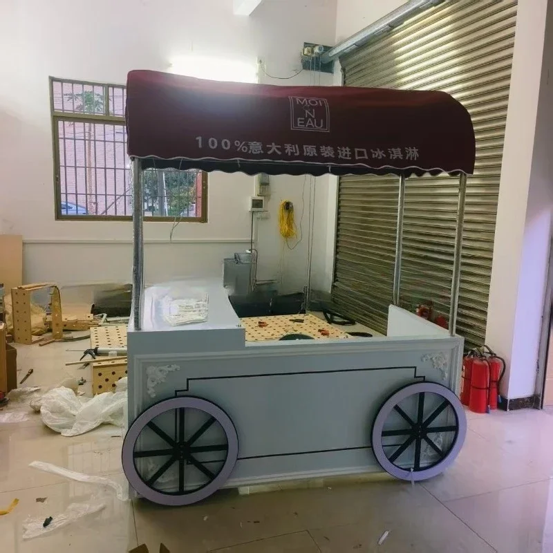 Ice cream truck, ice cream truck, outdoor special sales truck, galvanized iron paint shopping mall decorative flower, car