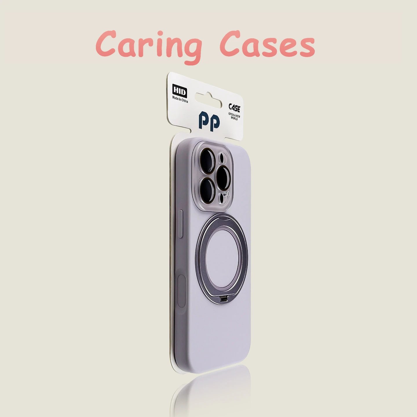 

For iPhone 16 Pro Max Case Lilac Purple Silicone Magnetic StandAnti-Drop Cover with Lens Protector Film Full-Cover Skin-Feel