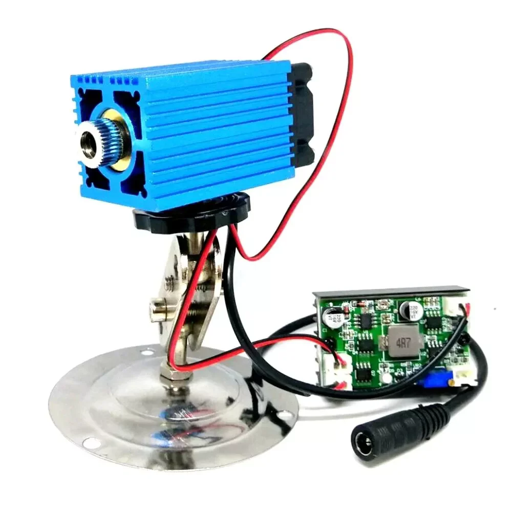 445nm 450nm 4W Blue Laser Diode Module Focusable Dot Head w TTL Cooling Fan