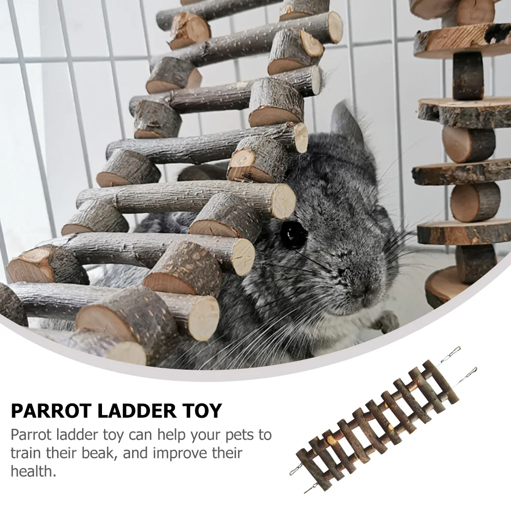Wooden Parrot Ladder Climbing Step for Bird Cage Hanging Climbing Training Parakeet Cockatiel Ladder Hamster Guinea Pig Bridge