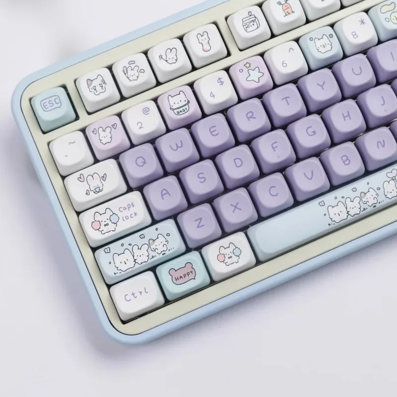 Kleine Konijnen Partij Keycaps 142 Key Pbt Sublimatie Moa Profiel Aangepaste Keycaps Gaming Mechanische Toetsenbord Accessoires Geschenken