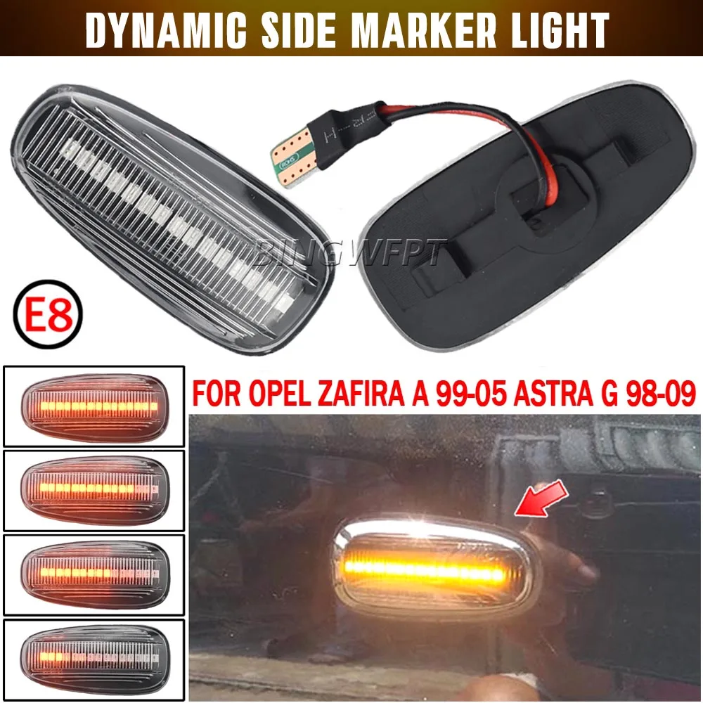 2PCS Car LED Dynamic Side Marker Turn Signal Blinker Flowing Water Blinker Flashing Light For Opel Zafira A 99-05 Astra G 98-09