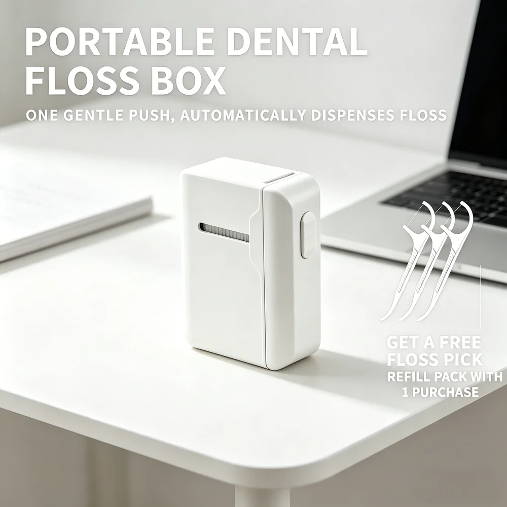 

80 шт. зубных нитей-флоссеров с автоматическим дозатором, портативный футляр для хранения, незаменимое средство для ежедневного ухода за полостью рта