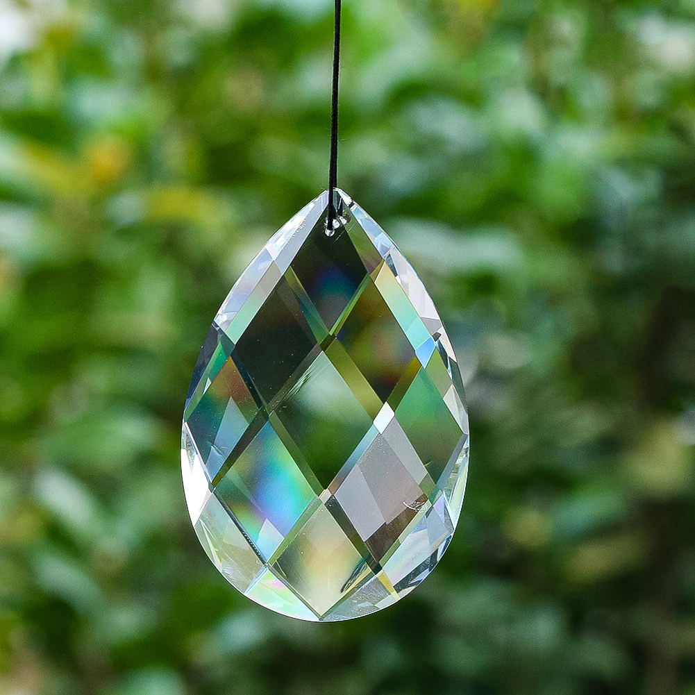 100mm Grid Drop Crystal Suncatcher Prism Faceted Brilliant Rainbow Maker Sunlight Refraction Hanging Window Garden Fantasy Decor