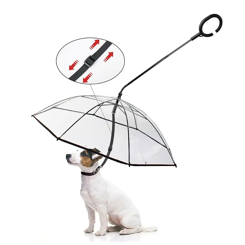 Rainproof Transparent Pet Umbrellas Snowproof Adjustable Pet C-type Umbrella with Handle with Dog Leash Dog Outdoor Umbrella