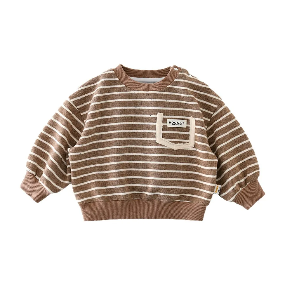 2026 ربيع جديد طفل طويل الأكمام مخطط البلوز الفتيان الفتيات بلوزة كاجوال الرضع القطن فضفاض القمم ملابس الأطفال